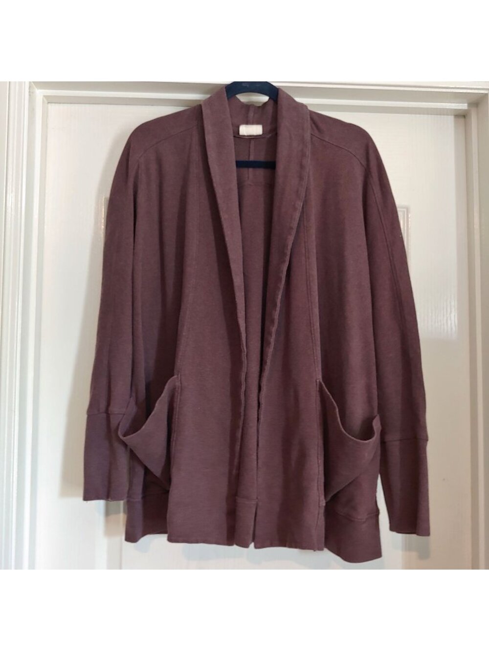 Pact Airplane Wrap Cardigan Organic Cotton Draped Shawl Collar Travel Cozy L